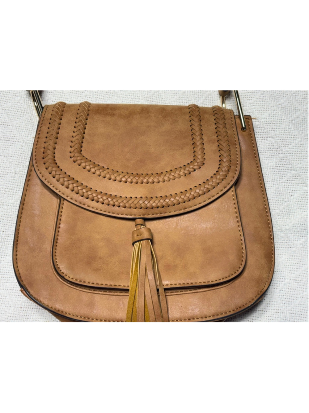 EUC Franco Sarto Western Equestrian Boho Tan Faux Leather "Rex" Saddle Bag - Picture 3 of 9